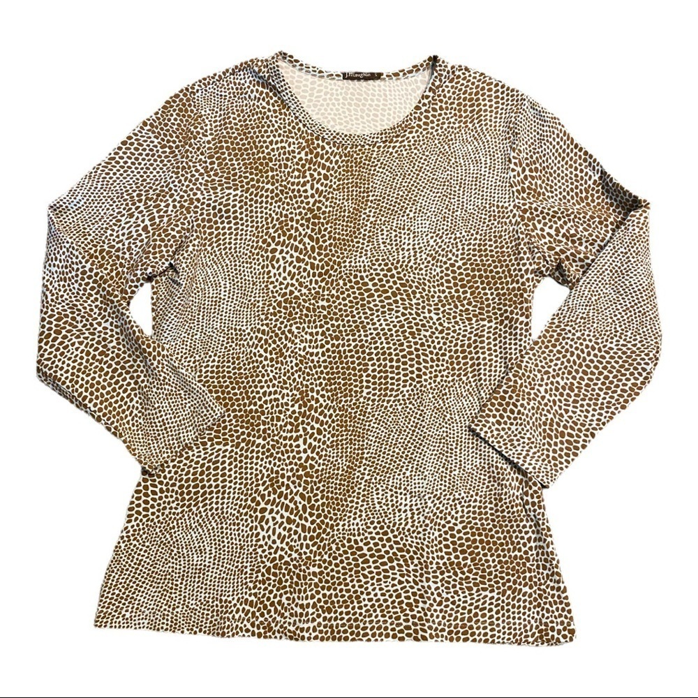 J. McLaughlin Top Catalina Cloth Animal Print Blue Brown Size Small - Picture 1 of 10